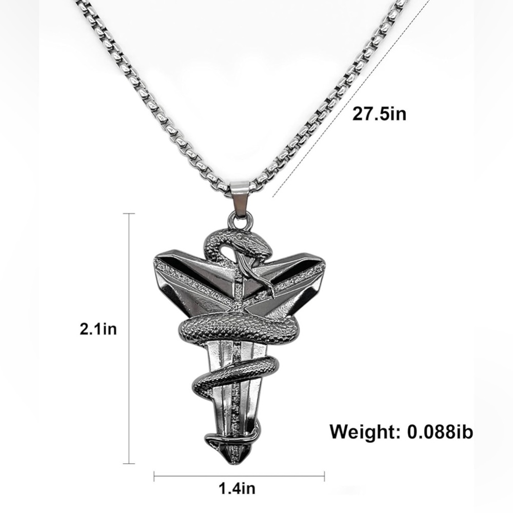 Commemorative Kobe Bryant Black Mamba Stainless Steel Pendant Necklace - Picture 7 of 7
